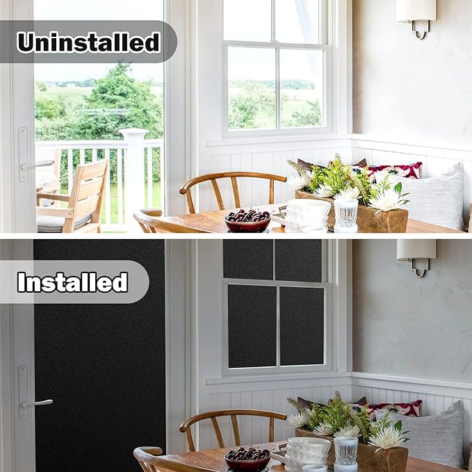 rabbitgoo Blackout Window Film, Sun Heat Blocking Privacy Cover for Glass, Removable Opaque Room Darkening Dark Black Out Window Covers Tint Shades for Home Day Sleep Light Blocker 11.8 x 157 Inches