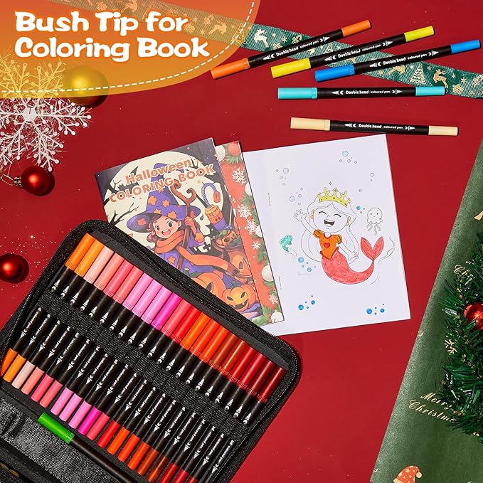 80 Coloring Markers for Adults No Bleeding, Dual Tip Fine & Brush Marker Pens, Art Colored Markers Set for Kids Adults Coloring Books Bullet Journaling Drawing