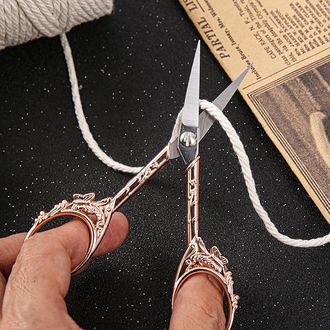 Rose Gold Crochet Scissors Kit with Cover - Comfortable Handles, Sharp Tips - Precision Scissors for Crafting, Sewing,embroidery