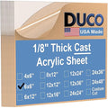 Duco USA-Made Clear Cast Acrylic Sheet 1/8 Inch Thick 6" x 6" - 12 Pack of Transparent Plexiglass Sheet - Lightweight Acrylic Board for Window Replacements, Displays, Signs, and More