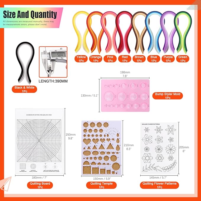 Tanstic 64Pcs Paper Quilling Kits, 45 Colors 900 Strips Paper Quilling Tools and Supplies for Beginners Perfect DIY Handcraft Quilling Set