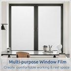 rabbitgoo Window Privacy Film, Non-Adhesive Frosted Glass Window Film for Bathroom, Static Cling Heat Blocking Stickers for Home Indoor Opaque Frosting Coverings House Tint, Matte White 29.5" x 157"