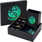 Dice Tray and Dice Tower for DND: All-in-One Tray, Storage & Large Tower for Random Rolls - Stores Your Sets, Mini's etc, Perfect for D&D and RPG Gift Accessories (Green Dragon)