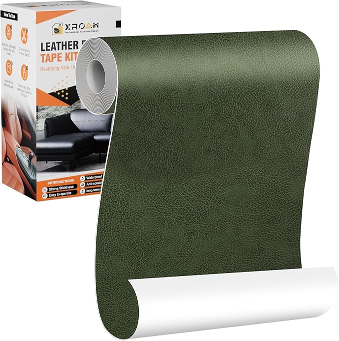 Leather Repair Tape, 4.7x63 inch Leather Patches for Furniture, Self Adhesive Leather Repair Patch for Sofas, Couches, Leather Covers, Seats, Chairs, Vinyl Repair Tape Retro Green