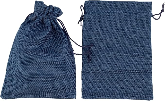 Palmhomee Pack of 25 Burlap Gift Bags with Drawstring Linen Jewelry Pouches Wedding Hessian Jute Bags for Birthday and Treat Pouches Party Wedding Favors Gift (7x9 Inch, Navy Blue)
