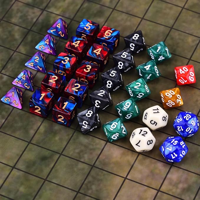 Extended Dice RPG Set 15 x 31 Polyhedral Dice (465 Piece) for DND 5e Tabletop Adventure Games (15 Colors - Classic)