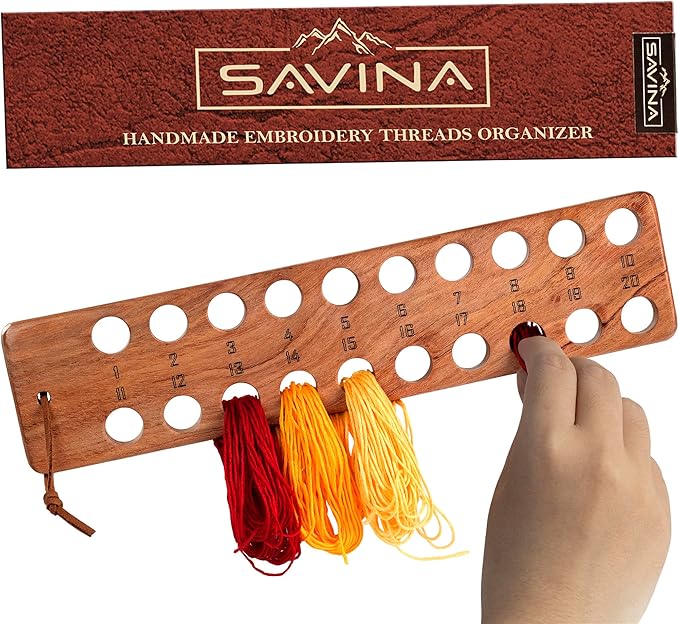 Savina Embroidery Floss Organizer, 20-Hole Cross Stitch Thread Holder Storage Tool, Accessory for Cotton Thread Craft DIY Sewing Storage.