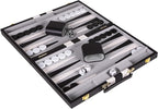 Backgammon Sets for Adults with Premium Leather Case | Classic Travel Backgammon Set for Adults and Kids with Strategy & Guide | 11 Inches | Small | Black