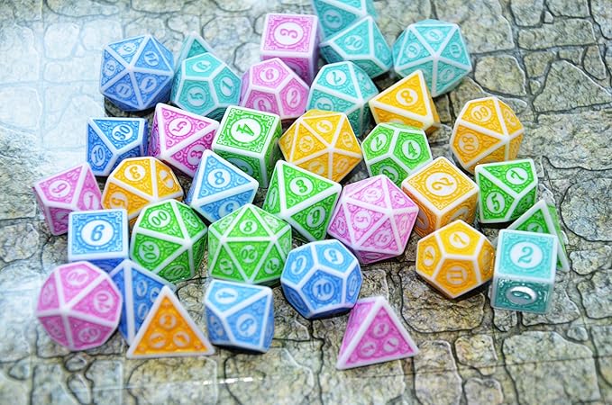 SmartDealsPro Retro Polyhedral Dice Sets with Pouches for D&D DND RPG MTG Dungeon and Dragons Table Board Roll Playing Games D4 D6 D8 D10 D% D12 D20