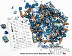 2.1oz (60 g) Mix of Unique Czech Bohemia Glass Pressed Beads, Dark Blue, Table Cut, Matte and Glossy, Faceted Fire Polish, Hand Made Set Kit BCV