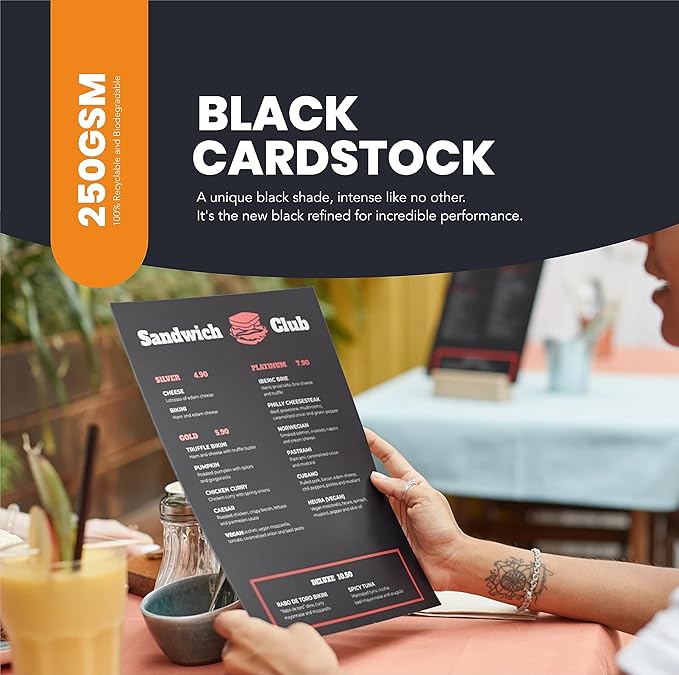 Black Cardstock Thick Paper 50 Sheets, 8.5" x 11" Heavyweight 92lb Cover Card Stock for Crafts and DIY Cards Making