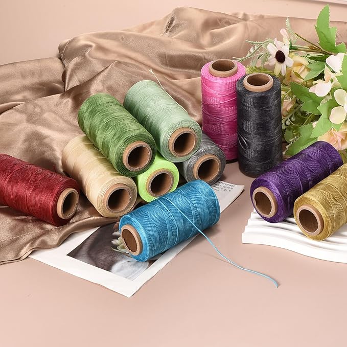 MECCANIXITY Waxed Thread,284 Yard 0.8mm 150D Flat Wax Thread Polyester Waxed String for Leather Sewing Hand Weaving Book Binding Home Decoration,Deep Purple