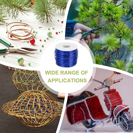 MECCANIXITY 15 Gauge Anodized Aluminum Craft Wire Bendable Bonsai Training Wire 223 Feet 1.5mm for Sculpting Crafts Wreath Floral Beading Jewelry Making, Dark Blue