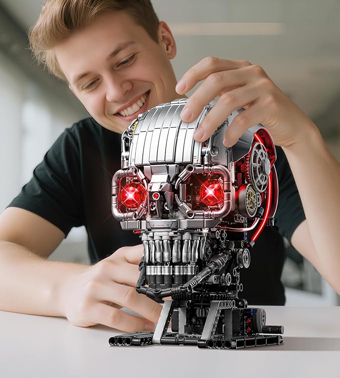 Mechanical Skull Building Set, Horror Ghost Zombie Skeleton Head Toy Home Decor, Creative Halloween Birthday Gift Toy for Adults Teens Boys Age 12+ (1099 PCS)