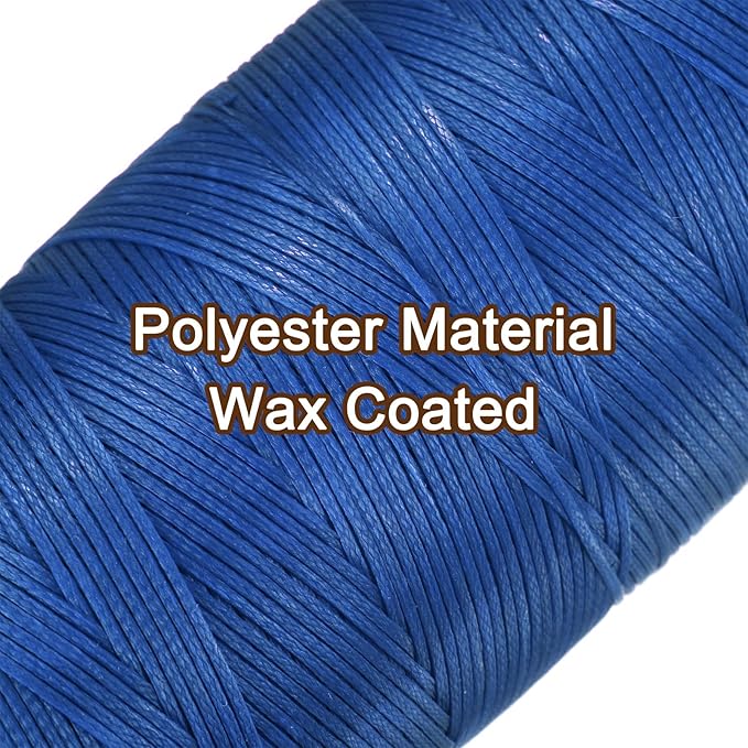 uxcell 150D 0.8mm Flat Waxed Thread 284 Yards Polyester Leather Sewing Waxed String Hand Stitching Waxed Cord for Leather Stitching Sewing Bookbinding DIY Craft Sapphire Blue