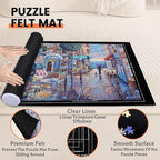 Jigsaw Puzzle Mat Roll Up - 2000 1500 1000 500 Pieces Puzzel Matte, Black Roll-Up Puzzles Mats Felt Save Trays for Sorting Table Board Clear Sheets, Frame Keeper Storage Accessories for Adults
