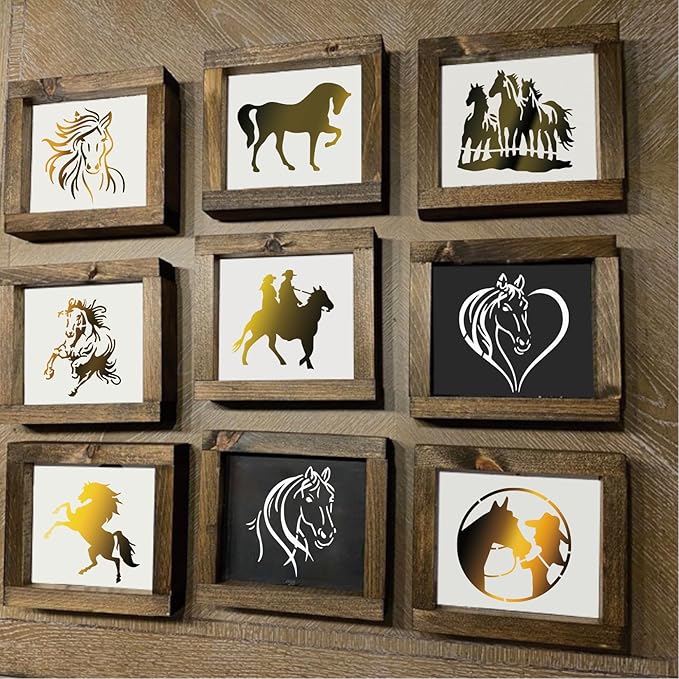 Small Stencils for Painting on Wood Reusable, 3 Inch Reusable Stencil for Craft Ornament Paint Template Stencils for Wall Card Rock Wood Signs Coasters Canvas Home Decor (Horse)