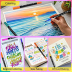 36 Dual Brush Marker Pens, 36 Colors Art Marker Set with Brush Tip and Fineliner Tip for Adults Coloring Books, Aesthetic School Art Supplies No Bleeding
