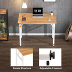 Need Folding Computer Desk - 31.5 Inch Foldable Office Writing Work Study Kids Student Teacher Home Bedroom Table for Small Space, Teak White