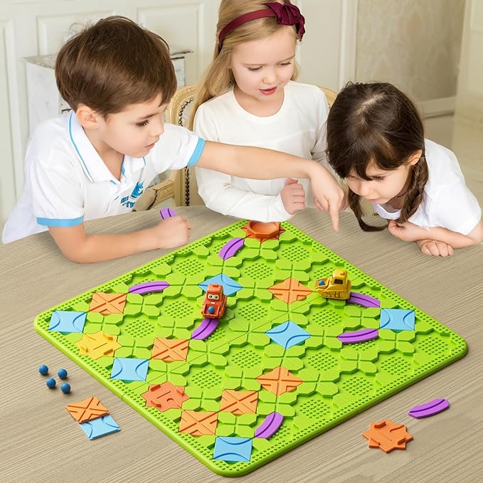 Brain Stem Activity Logic Kits, Board Teaser Games & Puzzles Toys with 200+ Challenges, 4 Difficulty Levels for Kids Ages 3-10, Educational Learning Maze Games for Toddlers