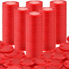 Coopay 1000 Pieces Plastic Poker Chips, Bingo Chips Bulk Learning Counters Disks Poker Card Game, Counting Markers for Math Practice, Game Tokens and Teaching Rewards, 25 mm/ 1 Inch (Red)