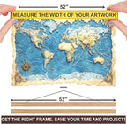 DACRI HOME 52" Magnetic Poster Hanger Frame - Sturdy Teak Wood Poster Frame 52x20 52x32 52x36, Strong Magnets for Easy Hanging Map Picture Canvas Print Scroll Wall Art (52 Inch, Natural Wood)