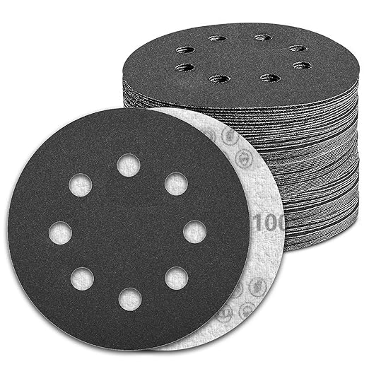100 Pcs 5 inch Wet Dry Sanding Discs Grit 1000 Hook and Loop 8 Hole Silicon Carbide Orbital Sander Sandpaper