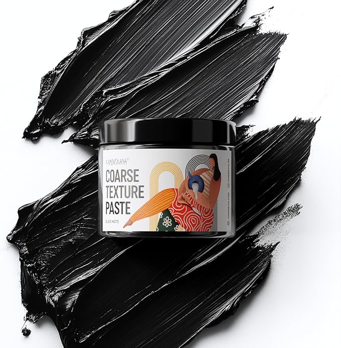 KAMENSKAYA Coarse Texture Paste - Modeling Paste Acrylic Medium - Black Matte, 16.9 fl oz (500 ml)