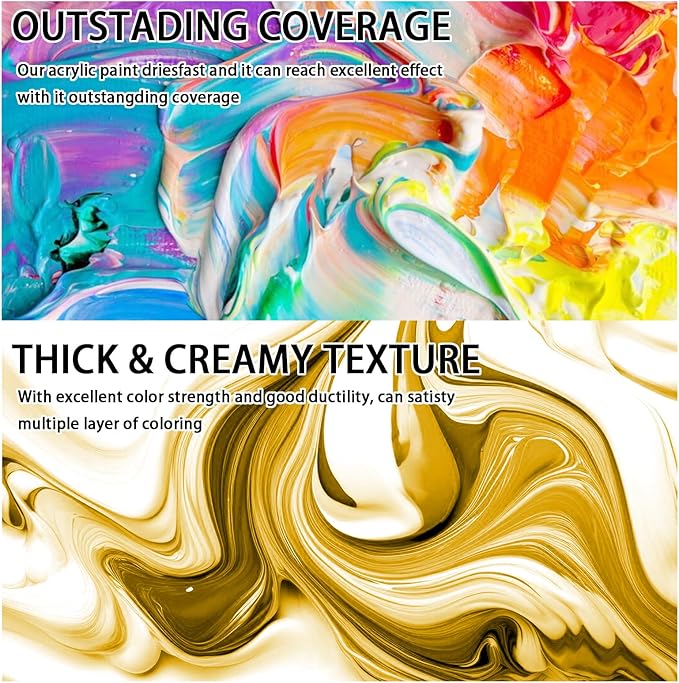 SNOWSUN Yellow Acrylic Paints, Large Bulk Heavy Body Acrylic Paint (42.4 oz, 1L) - Non Toxic Gloss Thick Art Paint for Multi-Surface, Ideal for Canvas Wood Ceramic Fabric and Leather, Stone Craft, for Artists & Beginners