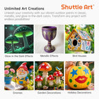 Shuttle Art Outdoor Acrylic Paint Set, 36 Colors 2oz/60ml Waterproof Acrylic Paint with 10 Brushes 1 Palette, Rich Pigmented Paints for Artists, Beginners on Rocks, Wood Crafts, Garden Statues