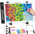 ARTDOT A4 LED Light Pad for Diamond Painting Kits for Adults, USB Powered Adjustable Brightness Diamond Art Light Board with Accessories