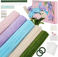 400 Pcs Soft Craft Pipe Cleaners Flowers,5 Colors Chenille Stems Bulk with Floral Wires, Gardening Tape,Greeting Card,Bouquet Paper,Hot Glue Stick,Pearl & Ribbon,Ideals for Various Types Decor