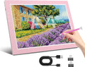 ZEXALIGHT A4 Light Box for Tracing, Light Pad for Diamond Painting with 8 Levels/Stepless Dimming Brightness and 3 Color Modes, Ultra-Thin Copy Board Light Table for Artists Tracing Drawing (Pink)