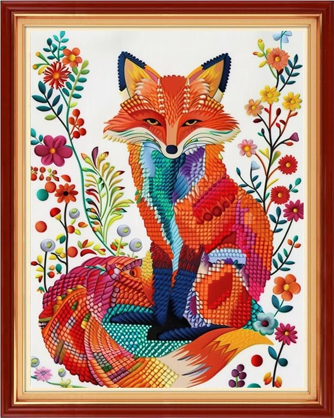 Dimensean Stamped Cross Stitch Kits Full Range of Embroidery Patterns Starter Kits for Beginners Adult or Kids DIY Cross Stitches Needlepoint Kits 11CT-Colorful Cat 16x20 inch