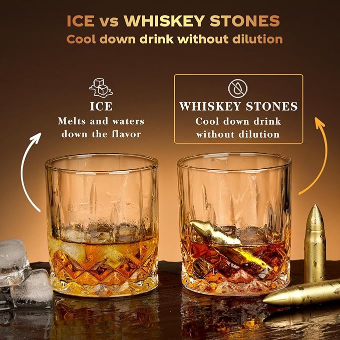 Gifts for Men Dad Husband, Whiskey Stones, Unique Christmas Anniversary Birthday Stocking Stuffers Gift Ideas for Him Boyfriend, Man Cave Stuff Cool Gadgets Retirement Bourbon Presents for Uncle