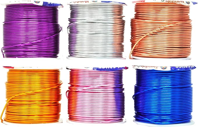 Mandala Crafts 16 Gauge Anodized Aluminum Craft Wire for Jewelry Making – 390 FT Colored Flexible Silver Copper Gold True Blue Purple Pink Wire - Bendable for Bonsai Armature Crafting Sculpting