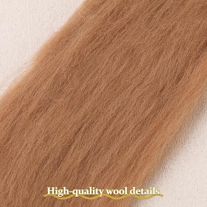 QMNNMA Wool Roving 0.88 lb (14.1 Ounces), Colored Natural Wool Roving for Spinning, Soft Chunky Yarn for Wool Felting, Felting Pad, Felting Supply, Wool Yarn Bulk, Carded Stuffing
