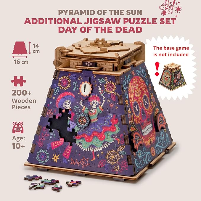 iDventure Cluepuzzle Expansion Day of The Dead | Wooden Puzzle with 200+ Pieces | Escape Room Game | Gift Box | 4 Designs | Puzzle Size 20x12 cm | Wooden Puzzles for Adults and 10+ | Gift | Hobby