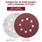 100 PCS 5 Inch Sanding Discs 800 Grit, Round Hook and Loop Sandpaper for Random Orbital Sander