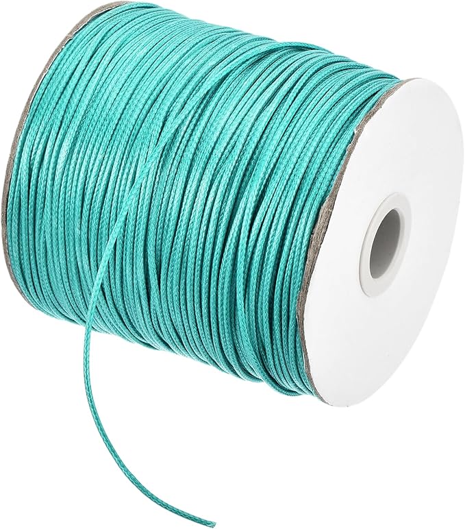 MECCANIXITY Waxed Cord 1.5mm Waxed Polyester Cord 175 Yard Wax String for Bracelet Making,Necklaces, Beading,Jewelry Making and DIY Crafts(Blue-Green)