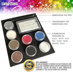 Embossing Kit, Powder, Clear Embossing Pen, Embossing Ink Pad, 8X 10ml Embossing Powders for Use with Embossing Heat Tool for Crafts