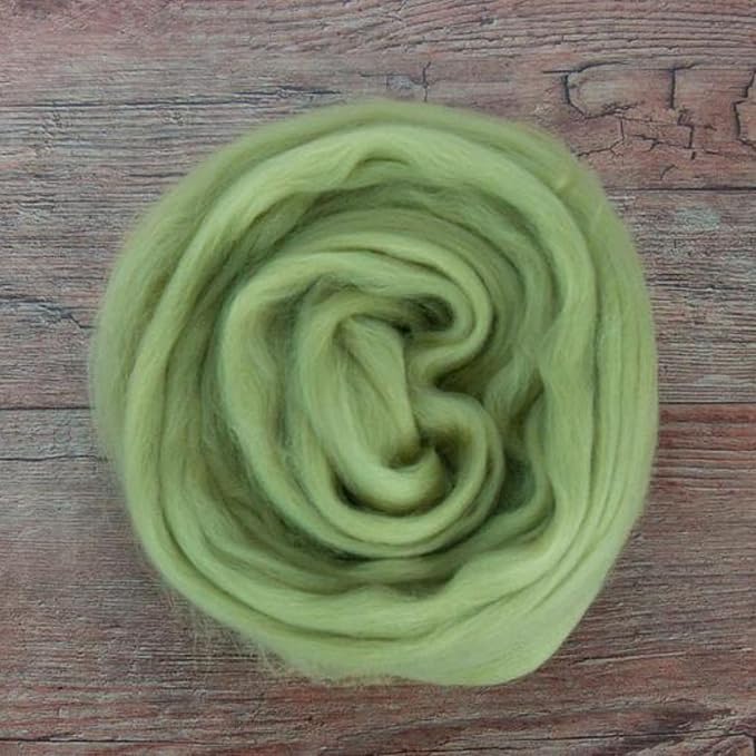 Revolution Fibers Merino Wool Combed Top | 1 lb Premium Wool Roving | 22 Micron, Best Merino Wool for Spinning, Tapestry, Needle Felting, Big Yarn Roving and Wall Hangings (Sage Green)