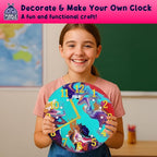 Acrylic Pouring Paint DIY Clock Kit - Creative Kids Painting Kit - 6 7 8 9 10 11 12 Year Old Girl Gift Ideas, Birthday & Christmas Gifts for 6-12 Year Old Boys & Girls - Crafts for Kids 6-8 8-12