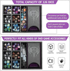 DND Dice Tray and Dice Tower with Storage, 3 in 1 Dice Rolling Tray with Lid, Portable Dice Box Storage, DND dice Holder for Dungeons and Dragons D&D RPG MTG Table Games - Purple