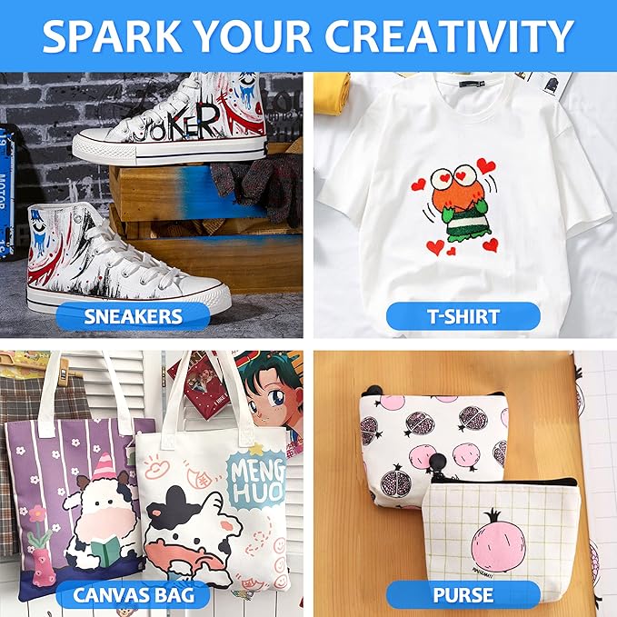 Shuttle Art Dual Tip Fabric Markers, 30 Colors Permanent No Bleed Pens for T-Shirts Sneakers, Non-Toxic & Child Safe for Kids Adult Painting Writing