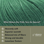 Pullu - Baby Alpaca Merino Wool Yarn Set of 3 Skeins (150 Grams) Worsted Weight - Sourced Directly from Peru - Heavenly Soft and Perfect for Knitting and Crocheting (Christmas Green)