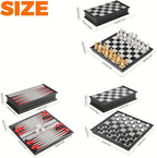 Chess Board Game Set Mini Magnetic Chess Kit Table Game with Folding Case 5'' Portable 3 in 1 Chess Checkers Backgammon Set Travel Game 2 Players
