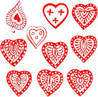 Royal Kraft Heart Wooden Printing Stamps (Set of 10) - DIY Henna Fabric Textile Paper Clay Pottery Blocks Htag2170