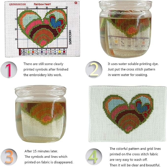 Dimensean Stamped Cross Stitch Kits Full Range of Embroidery Patterns Starter Kits for Beginners Adult or Kids DIY Cross Stitches Needlepoint Kits 11CT-Unicorn Flowers 17.7x17.7 inch