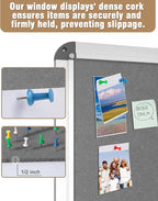 36"x24" Enclosed Bulletin Board, Lockable Weather-Resistant Aluminum Cork Noticeboard for School & Office, Silver Frame w/Grey Flet